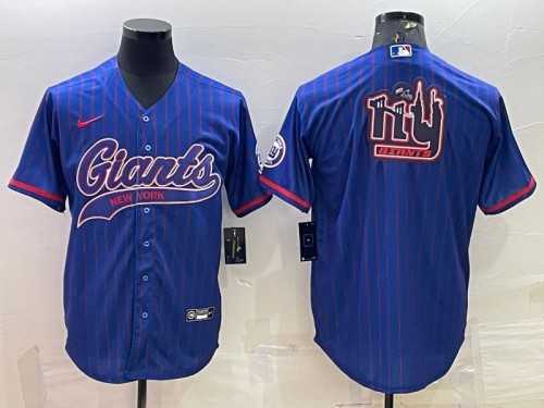 Mens New York Giants Blue Team Big Logo With Patch Cool Base Stitched Baseball Jersey->new york giants->NFL Jersey